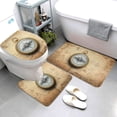 thumbnail image 3 of Bathroom Rugs Sets 3 Piece - Magnetic Old Compass On World Map Absorbent Non Slip Bath Mats, U-Shape Toilet Lid Cover, Contour Mat, Soft Washable Shower Mats Bath Rug Mat for Bathroom Tub Toilet, 3 of 7