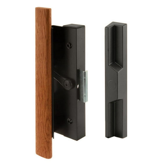 Black Diecast Sliding Door Handle with Wood Handle