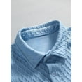 thumbnail image 6 of Men'S Waffle Knit 2-Piece Outfit with Button Down Shirt and Shorts for Summer Royal Blue M, 6 of 8