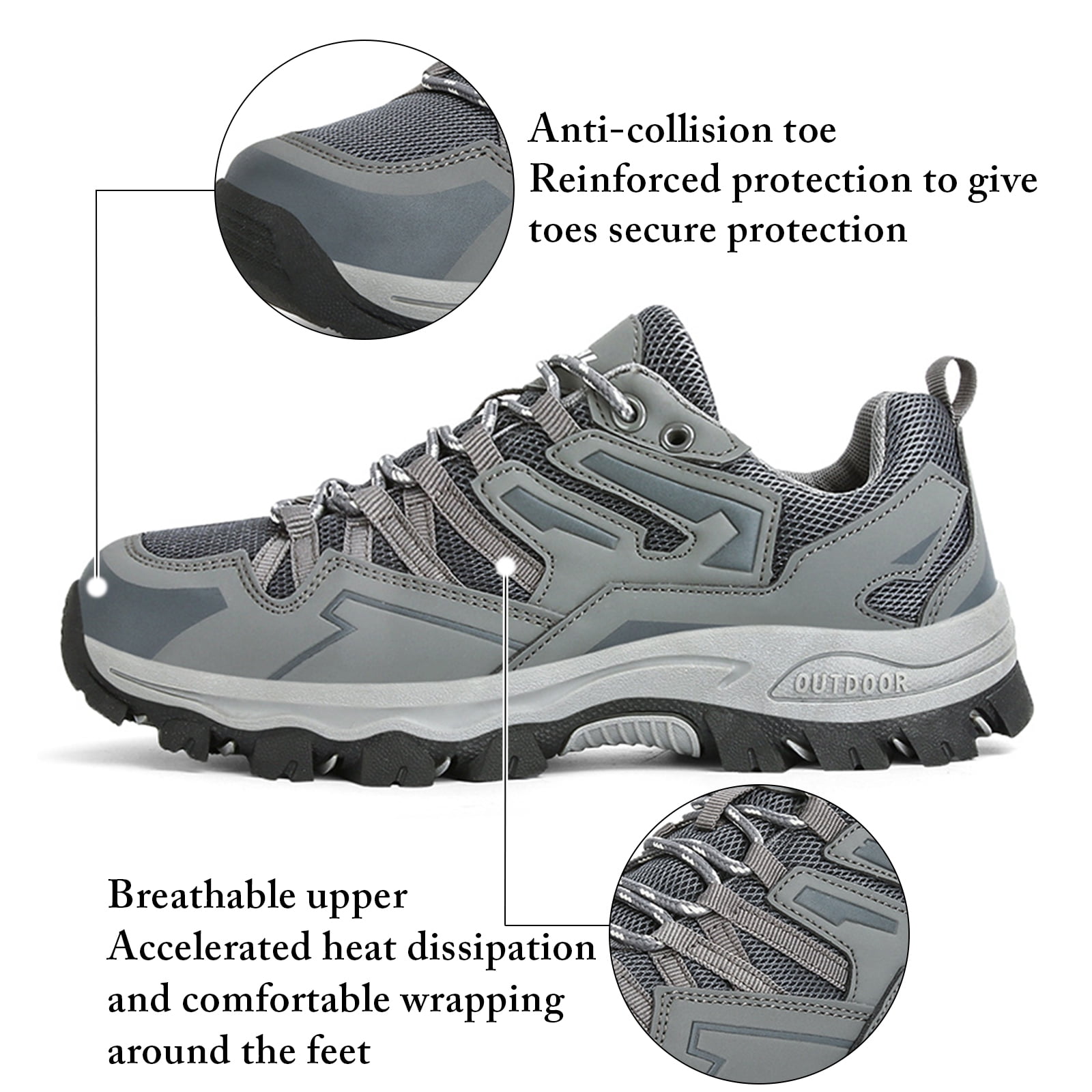 Men's Waterproof Hiking Shoes Lightweight Breathable Walking Shoes for Women Anti Slip Outdoor Trekking Trails Camping Shoes