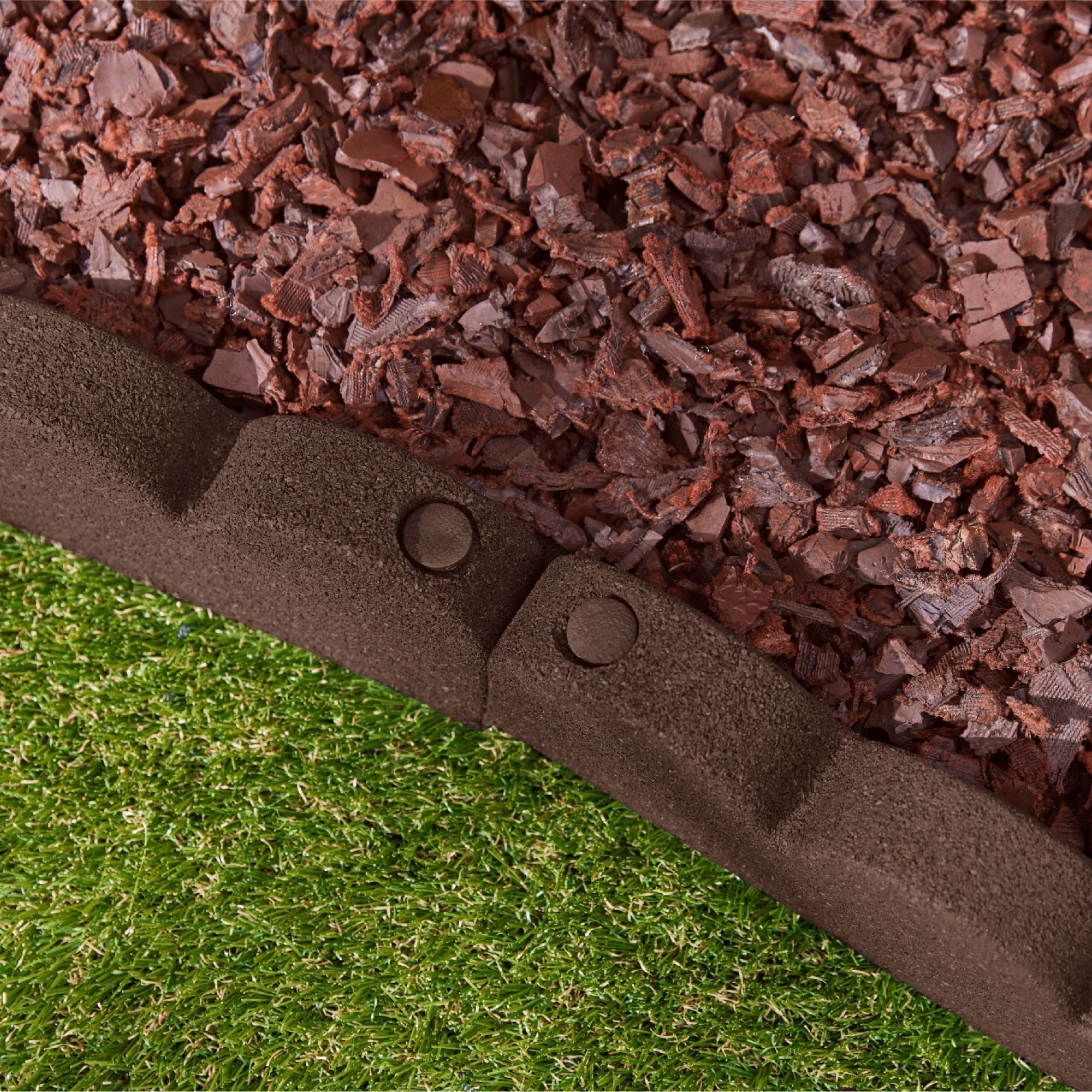 GroundSmart SmartLoc Scallop Landscape Edging, 4' Brown Rubber Garden Edging Border, 4 pack