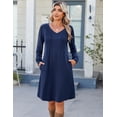 thumbnail image 3 of Zeagoo Fall A Line Dress for Women Long Sleeve Casual Printed Dresses V Neck Tunic Boho Dress, 3 of 6