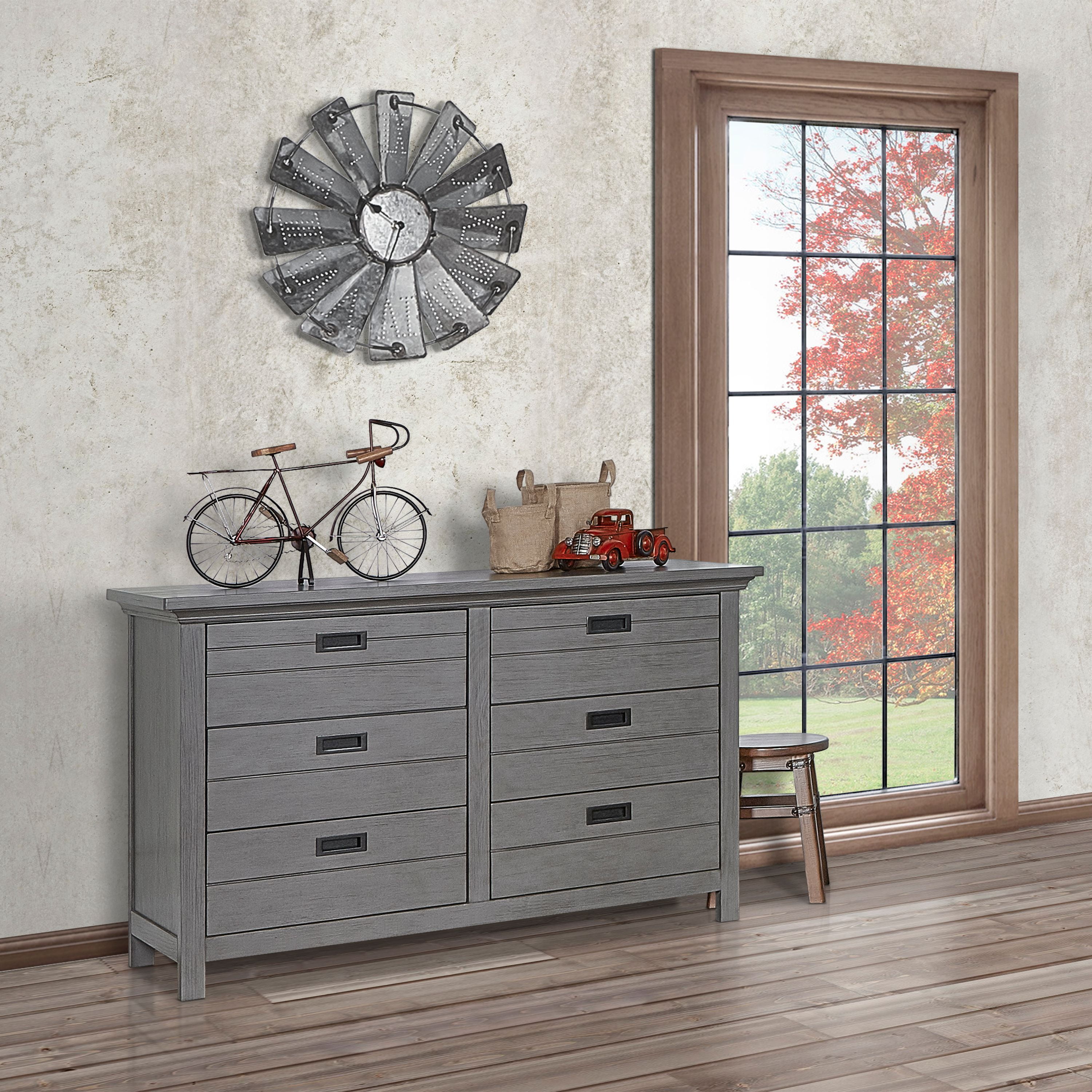 Pack of 1 54x20.25x33 Inch Evolur Waverly Double Dresser in Weathered White 