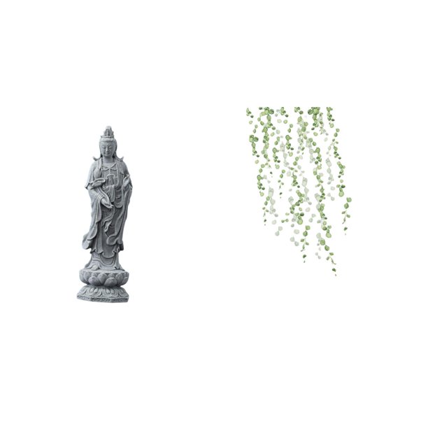 Estatua de Guan Yin,Estatua de Guan Yin para decoración del hogar.,Adhesivo de pared,Pegatinas de pared de vides colgantes para dormitorio,Calcomanía de pared con hojas de plantas verdes para