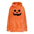 thumbnail image 3 of Womens Plush Blanket Hoodie 2-in-1 Oversized Hoodies Pillow Long Sleeve Sweatshirt Mens Adult Halloween Holiday Gift Orange, L, 3 of 7