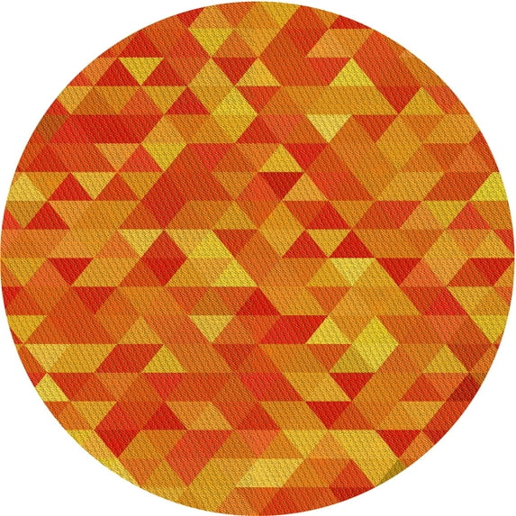 Ahgly Company Indoor Round Patterned Neon Red Area Rugs, 3' Round