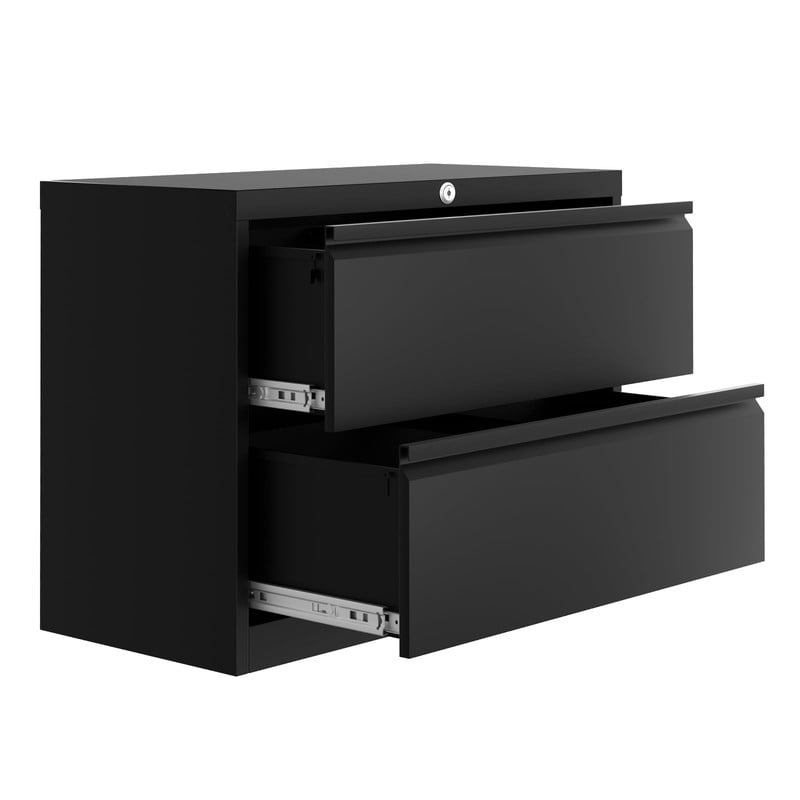 Towallmark 2 Drawer Lateral File Cabinet With Lock, Heavy Duty Metal Filing Cabinet For Letter/Legal/A4 Documents, Locking Office Storage Cabinet, Space Saving Design, Black