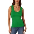 thumbnail image 2 of TrendOFT Workout Tank Tops for Women Undershirt Ribbed Sleeveless Scoop Neck Casual Layering Summer Basic Tanks Top Green L, 2 of 5