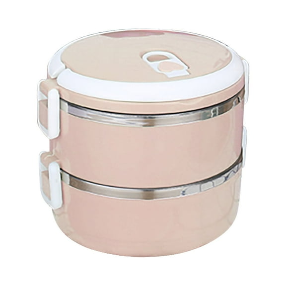 ZZkhGo 1400 ml Two-Layer Stainless Steel Insulated Bento Lunch Box Leak-Proof Hot Food Container Removable Seal Lock Clip Portable Thermos Food Storage 14 x 14 x 13 cm