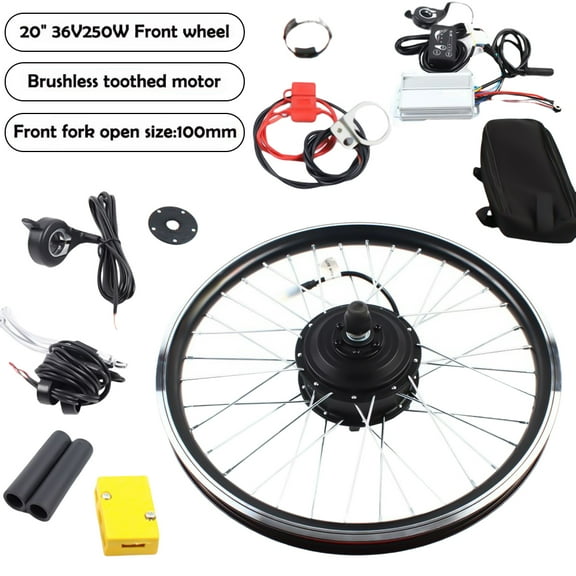 Full Electric Bike Conversion Kit, 36V 250W Front Motor, Waterproof Wiring, Assist Sensor, V Brake/Disc Brake, LED Display, Throttle