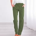 thumbnail image 2 of Jxximdong Cargo Pants for Women, Cotton Linen Pants Lightweight Summer Relax Fit Elastic Waist Plus Size Solid Long Trousers, Green Womens Casual Trousers, 2 of 7