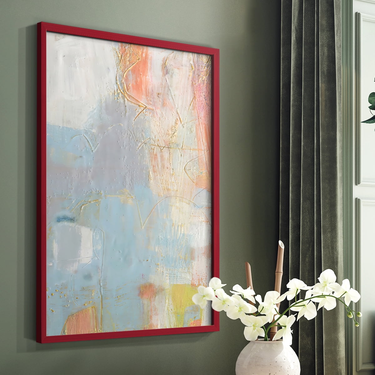 Cully II Framed Print in Red Solid Wood Framed Print No Nail Hanging