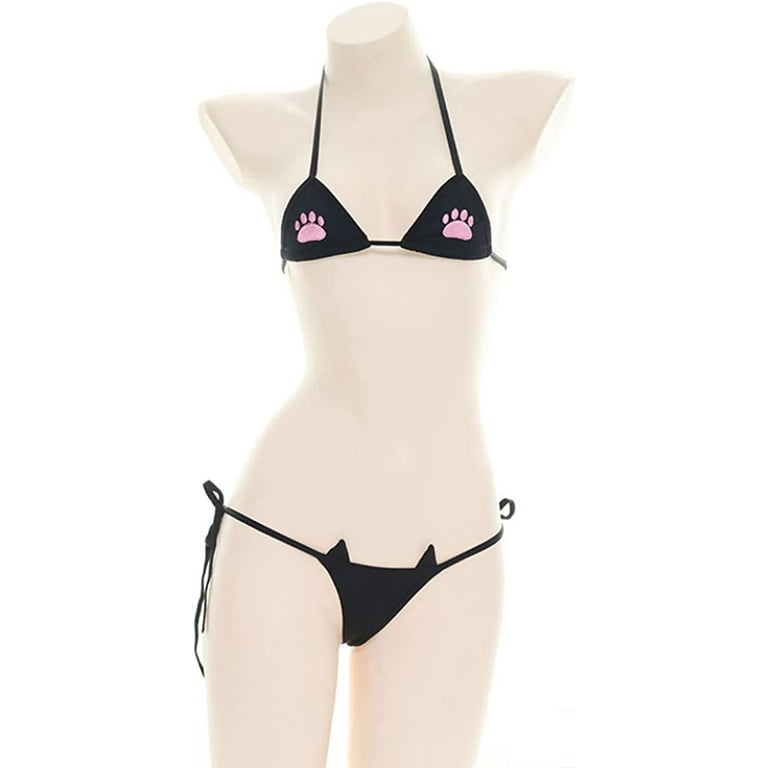 SINGUYUN Womens Sexy Micro bikini Suit Anime Bikini Cosplay Lingerie Kawaii  Bra and Panty Set Cute 