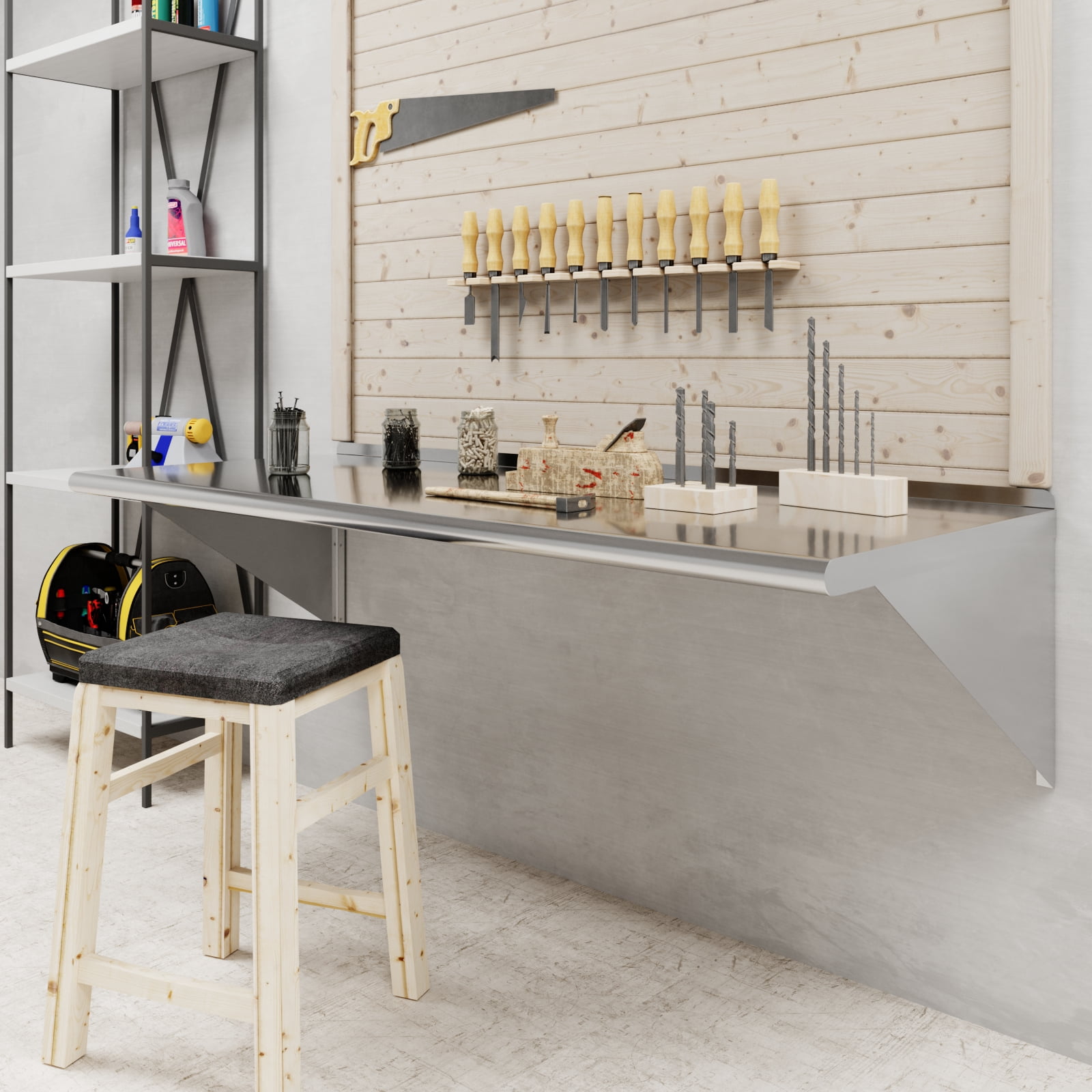 AmGood 24 in. x 60 in. Stainless Steel Wall Shelf | NSF Certified | Appliance & Equipment Metal Shelving | Kitchen, Restaurant, Garage, Laundry, Utility Room