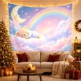 thumbnail image 3 of Sleeping Teddy Bear on a Fluffy Cloud Beneath a Crescent Moon, Calming Illustration for Kids, Bedtime Sky Decor, Birthday Gift, Tapestry Wall Hanging for Bedroom and Dorm, 3 of 7