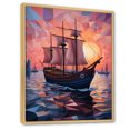 thumbnail image 2 of Designart "Twilight Sail on the Nautical Ship I" Coastal Framed Wall Art - Coastal Blue Coastal Sunset Bedroom Framed Canvas Wall Art, 2 of 6