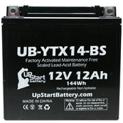 UpStart Battery Replacement 1998 Honda ST1100, ABS-TCS, 1100A 1100 CC Factory Activated, Maintenance Free, Motorcycle Battery - 12V 12AH, UB-YTX14-BS