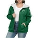 thumbnail image 2 of HongQid Women's Sherpa Plus Size Casual Fuzzy Hoodies Sweatshirt Long Sleeve Full Zipper Track Tops Athletic Jackets with Pockets, 2 of 4