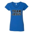 thumbnail image 2 of Wild Bobby Varsity Team Jesus Inspirational/Christian Women Standard V-Neck Tee, Royal, Medium, 2 of 5