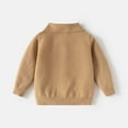 thumbnail image 7 of KKBOTIVE Boys Quarter Zip Long Sleeve Shirt Casual Solid Color Sweatshirt Lapel Cozy Top for Kids Toddler Fall Spring Clothes ( Khaki Size: 2-3 Years ), 7 of 7