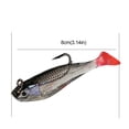 thumbnail image 3 of 5 unidades de señuelos de pesca blandos con ojos 3D, 8 cm, PVC, anzuelo único afilado, cebo artificial plateado para pesca al aire libre, 9,5 g, 3 of 8