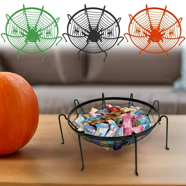 Xihbxyly Cesta de Dulces de Telaraña para Halloween, Diseño de Telaraña, Material Duradero, Almacenamiento Versátil, Decoración para Fiesta de Halloween, Soporte para Bocadillos, Fácil de Limpiar, Co