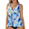 thumbnail image 3 of Sociala Double Straps Swim Tops for Womens Loose Fit Tankini Tops UPF50+ V Neck Swimsuit, 3 of 7