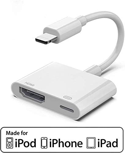 Compatible with iPhone iPad to HDMI Adapter,1080P Lighting to HDMI Digital AV Adapter,Sync Screen HDMI Connector with Charging Port Compatible with iPhone 11/XS/XR/X/8/7 iPad/Projector/iPod/Monitor 