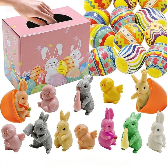 Easter Eggs Set - Assorted Mini Toys Inside for Easter Hunt & Party Favors