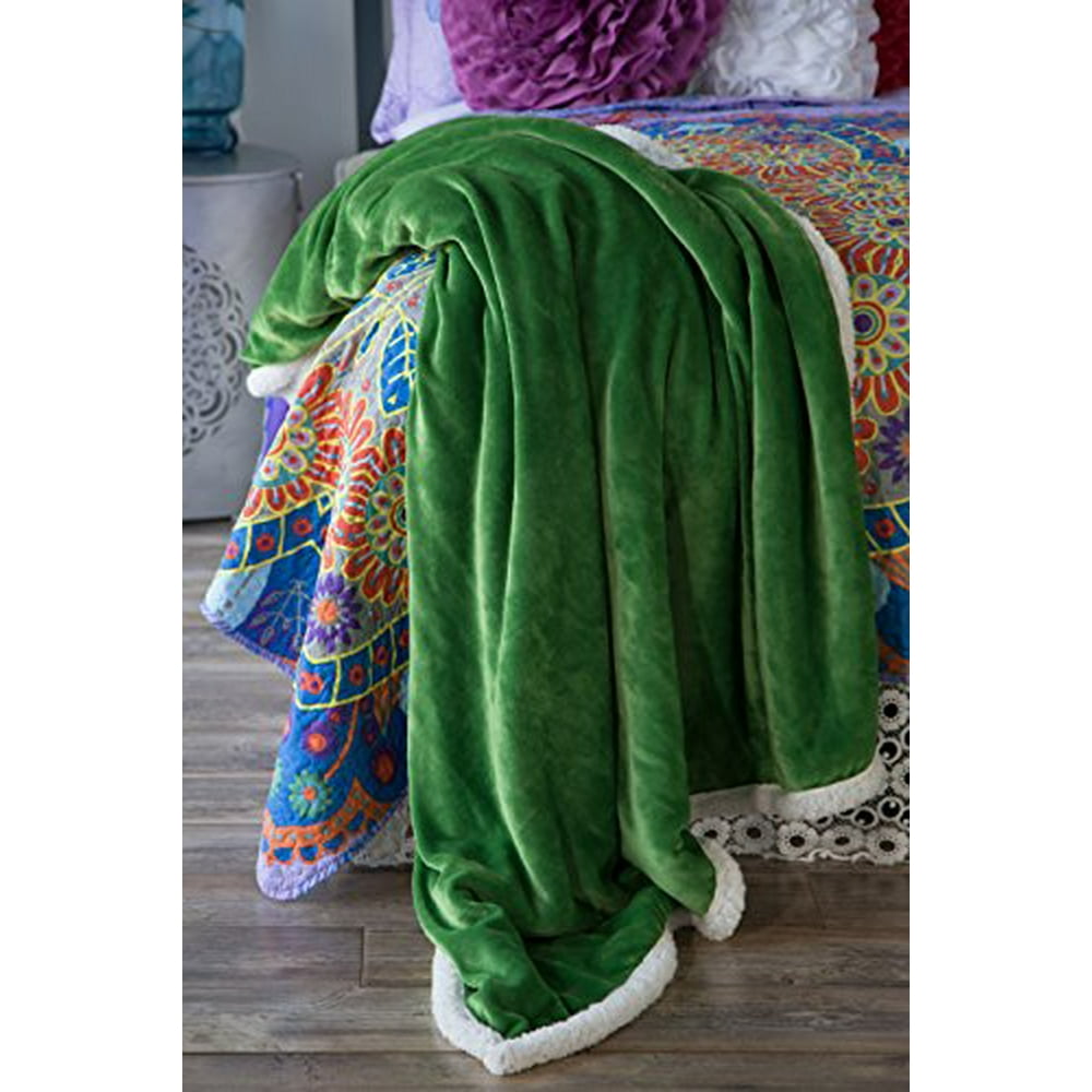 Large Extra Plush Sherpa Throw Blanket 68x54 by North End Decor, Solid