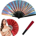 thumbnail image 2 of Line Dancing Fan 2025 - Extra Large Foldable Hand Fan with Holographic Laser Colors - Boots on the Ground Popping Fan for Dancers, Clap Mechanism, Party Decor, 2 of 6