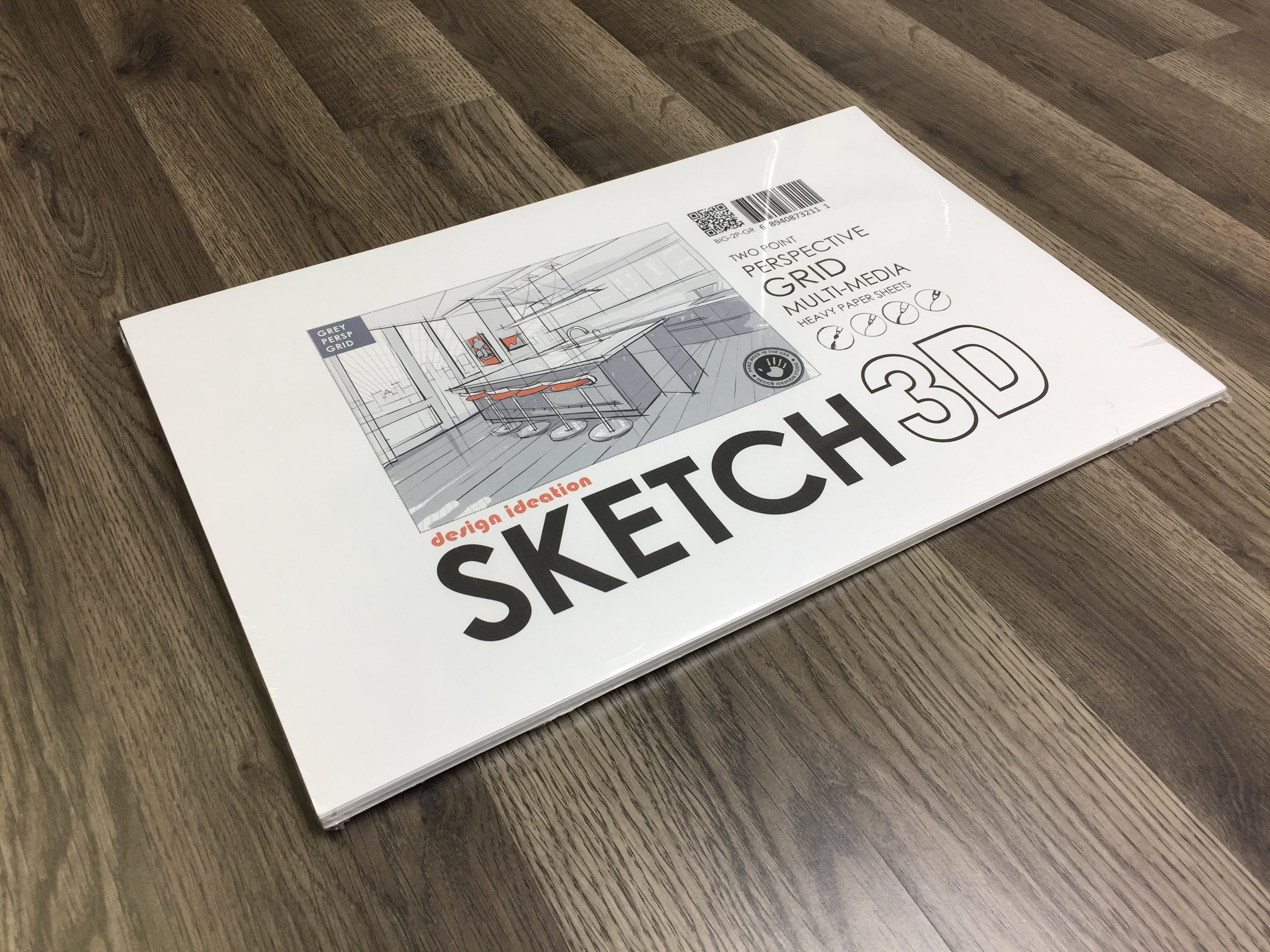 Perspective Grid Pad. Removable Sheets. Mixed Media Paper. Reinforced Lay Flat Binding. 2 Point. Grey. (11" X 17") PAD-2550-TS-H (2 Pads)