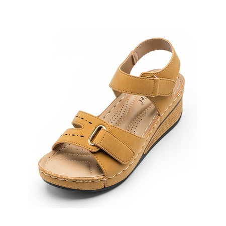 

Ritualay Womens Comfy Peep Toes Shoes Summer Lightweight Beach Anti Slip Roman Wedge Sandals