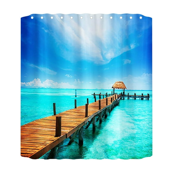 Dainzusyful Shower Curtain Bathroom Accessories Ocean Beach Print Shower Curtain 70x70 Inch With 12 Hooks Waterproof Shower Curtain Bathroom Heavy Side Shower Curtain Machine Washa Curtains