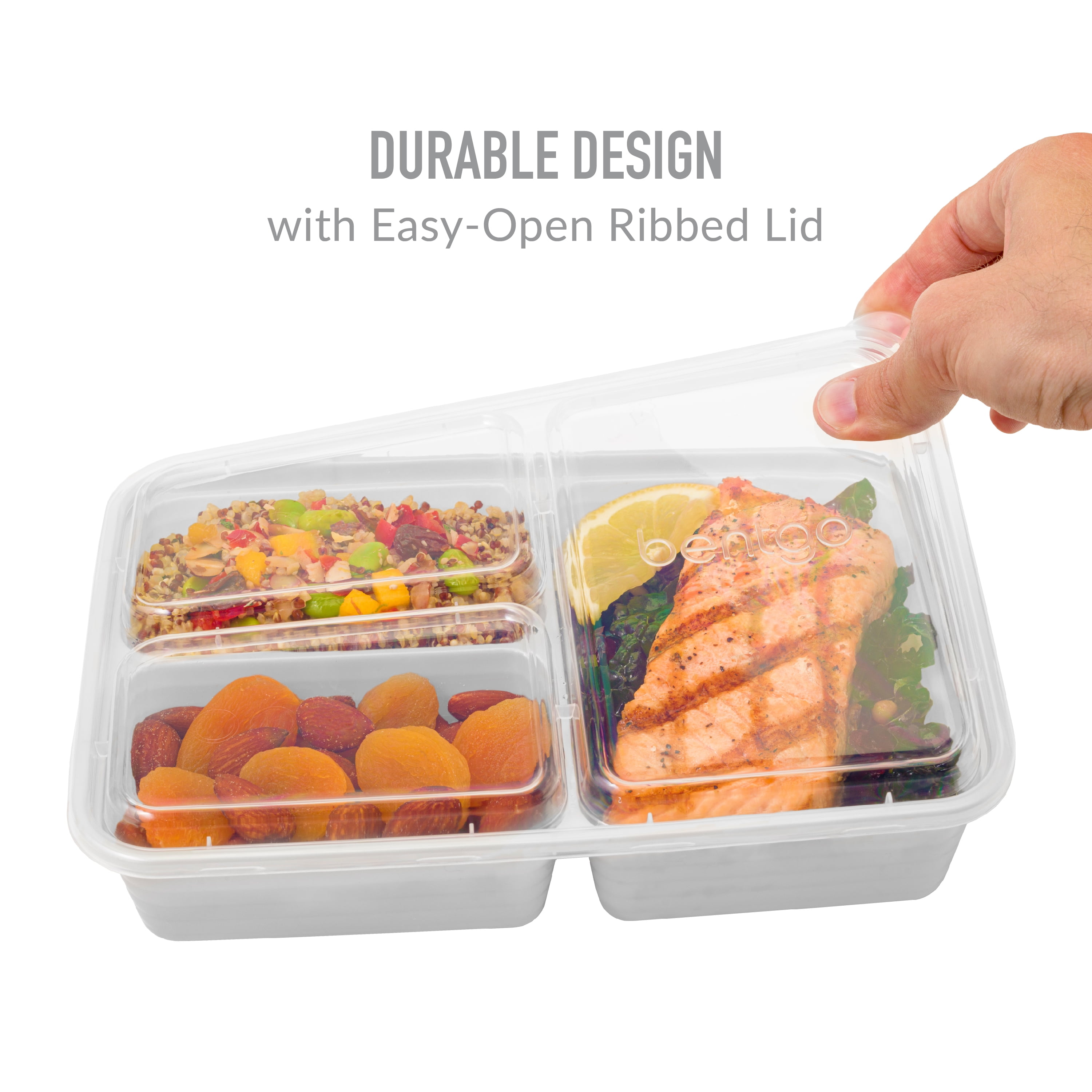 FOOYOO Bento Box for Kids, 3 Compartment, 1050ML, Leak-Proof, BPA-Free, Microwave, Freezer, Dishwasher Safe, Blue