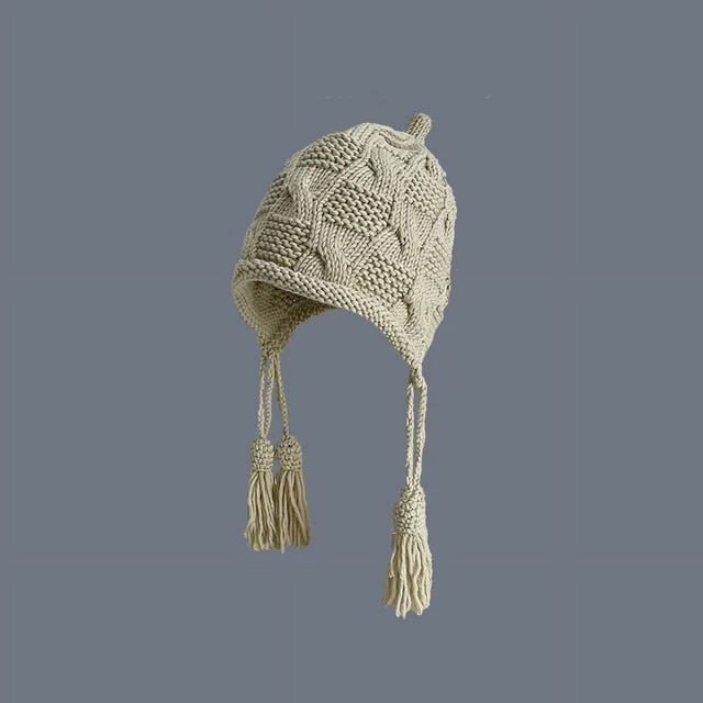LinYooLi Chapeaux de Mode pour Femmes Chapeau Tressé Solide Tricoté à la Main Bonnet d'Hiver Accessoires Bonnets pour Femmes