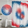 thumbnail image 4 of Shower Curtain Bathroom Set Independence Day Fireworks Waterproof Fabric Shower Curtains with Grommets&Hooks, Red White Blue Flag Border Privacy Bath Curtain for Bathtub 72x72in, 4 of 9