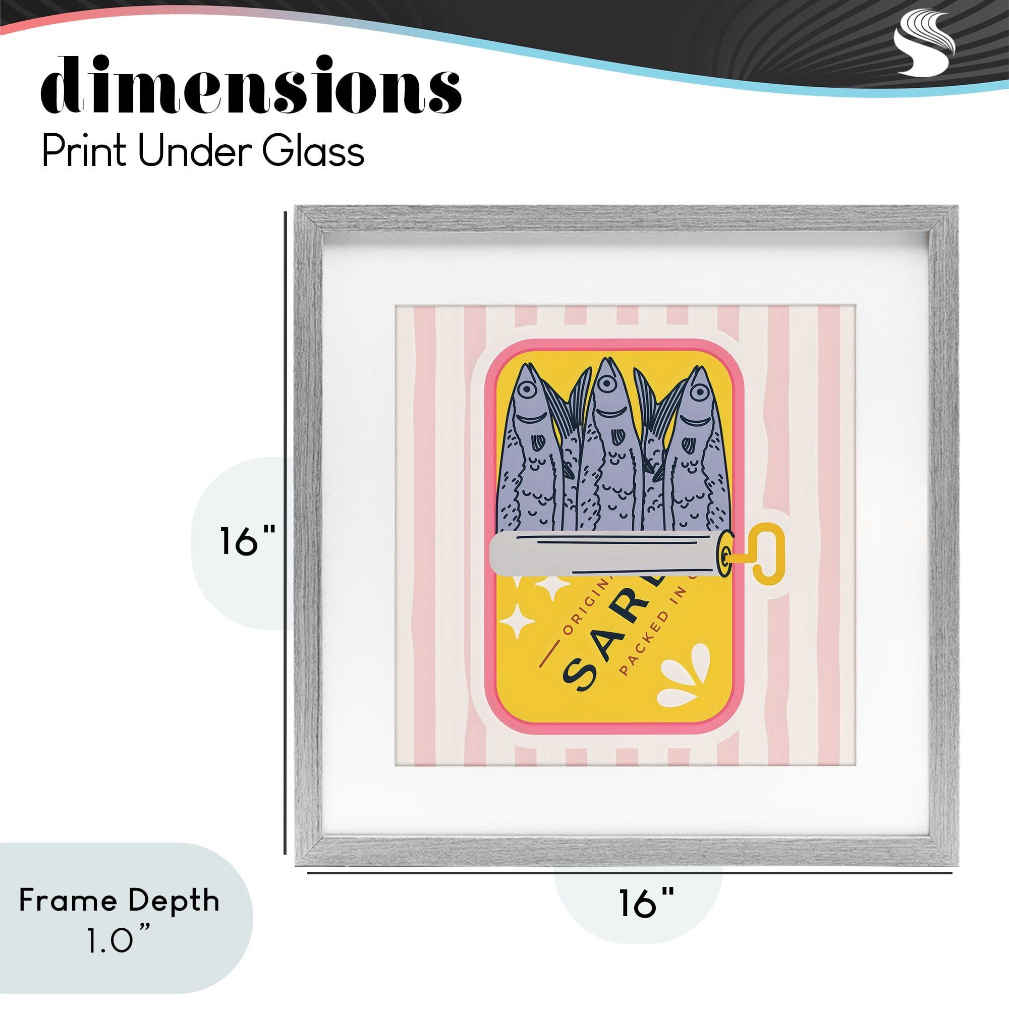 Stupell Industries Yellow Sardine Tin Gray Framed Print Under Glass, design by Creative Studio