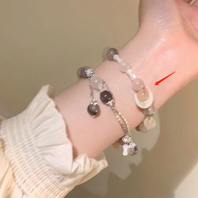 Pulsera de cristal Pulsera de niña Pulsera de perla de ojo de gato Pulsera de dopamina Niche Sense Joyas que no se decoloran