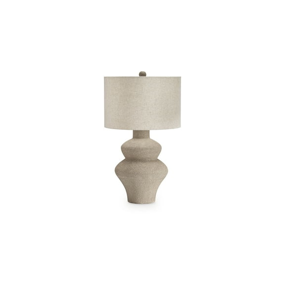 Signature Design by Ashley Jossleigh 32.5" Metal Table Lamp with Drum Shade, Beige Textured Finish, 3‑Way Switch
