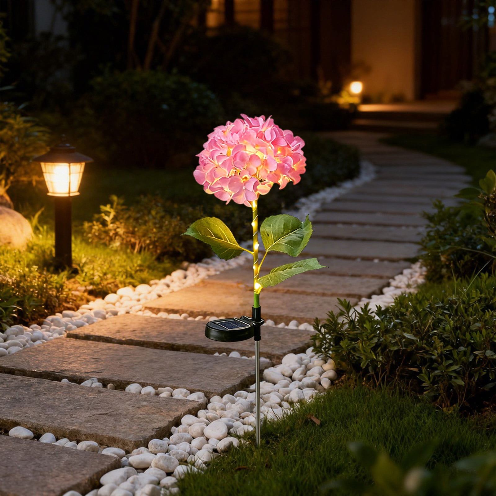EGNMCR Solar Lights Outdoor Solar Hydrangea Flowers Outdoor Artificial Plants LED Garden Stake Lights Waterproof Solar Stake Lights Lawns Decor For Yard Patio Pathways Plastics solar decorative lights