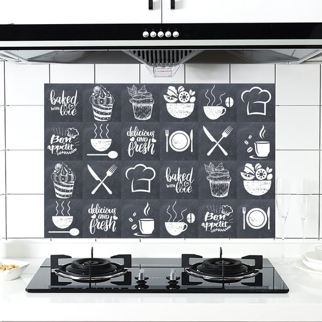 24x PVC Tile Stickers Self-Adhesive Oil-Proof for Kitchen Bathroom New Wall Stickers Home Decor 15 x 15 cm