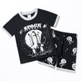 thumbnail image 6 of Xudanell Little Big Boys 2-Piece Cozy Pajamas Short Sleeve Cool Summer PJ Set Kid Sleepwear (Black, 5-6 Years), 6 of 6