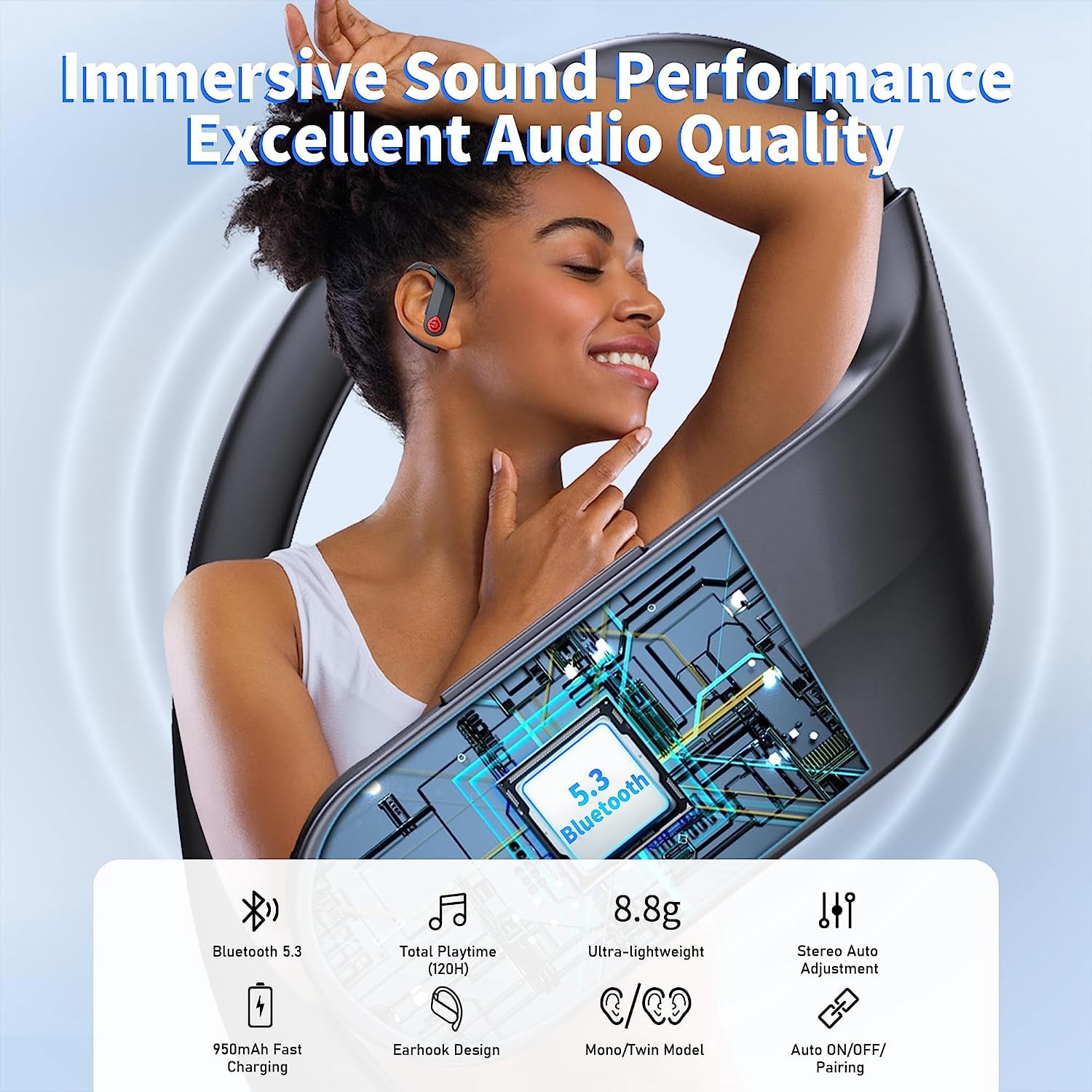 Wireless Earbuds 5.3 Bluetooth Headphones Stereo Sound Ear Buds with HD Microphone 120H Playtime with Dual LED Charging Case