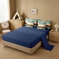 thumbnail image 4 of Erosebridal Teal Brown Wood Camper RV Print Twin Bedding Sets, Vintage Outdoor Bedding Comforter Set for Kids Boys and Girls, Navy Reversible 7pcs, 4 of 6