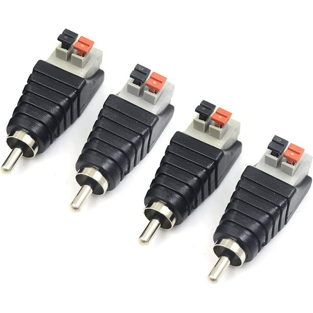 Convertidor adaptador de cable de altavoz a RCA, adaptador de cable RCA a altavoz, subwoofer, altavoz Phono RCA macho a AV, 2 terminales de tornillo, audio de vídeo, paquete de 4