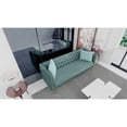 thumbnail image 3 of Modern Flat Armrest Living Room Sofa Teal Three Seat Sofa With Two Throw Pillows 81136, 3 of 9