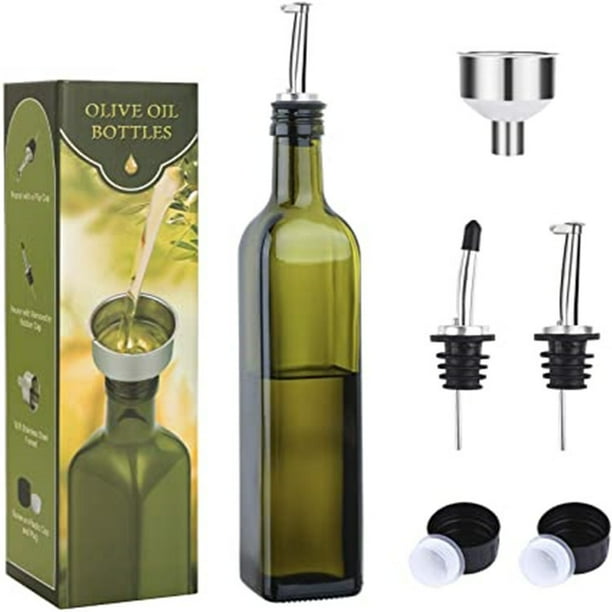 Glass Olive Oil Dispenser Bottle, Oil Bottle Drizzler with Pourer and