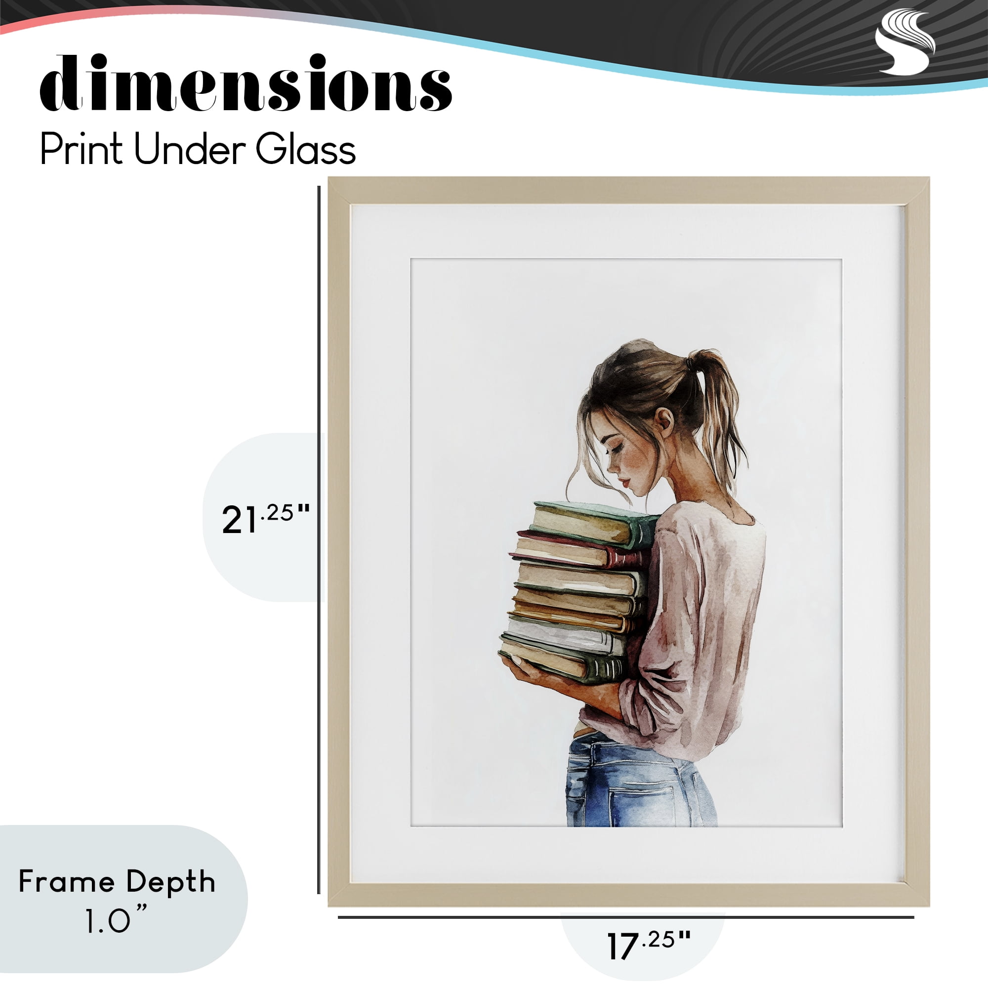 Stupell Industries Library Walk Girl Birch Framed Print Under Glass, design by Svetlana Aleynikova