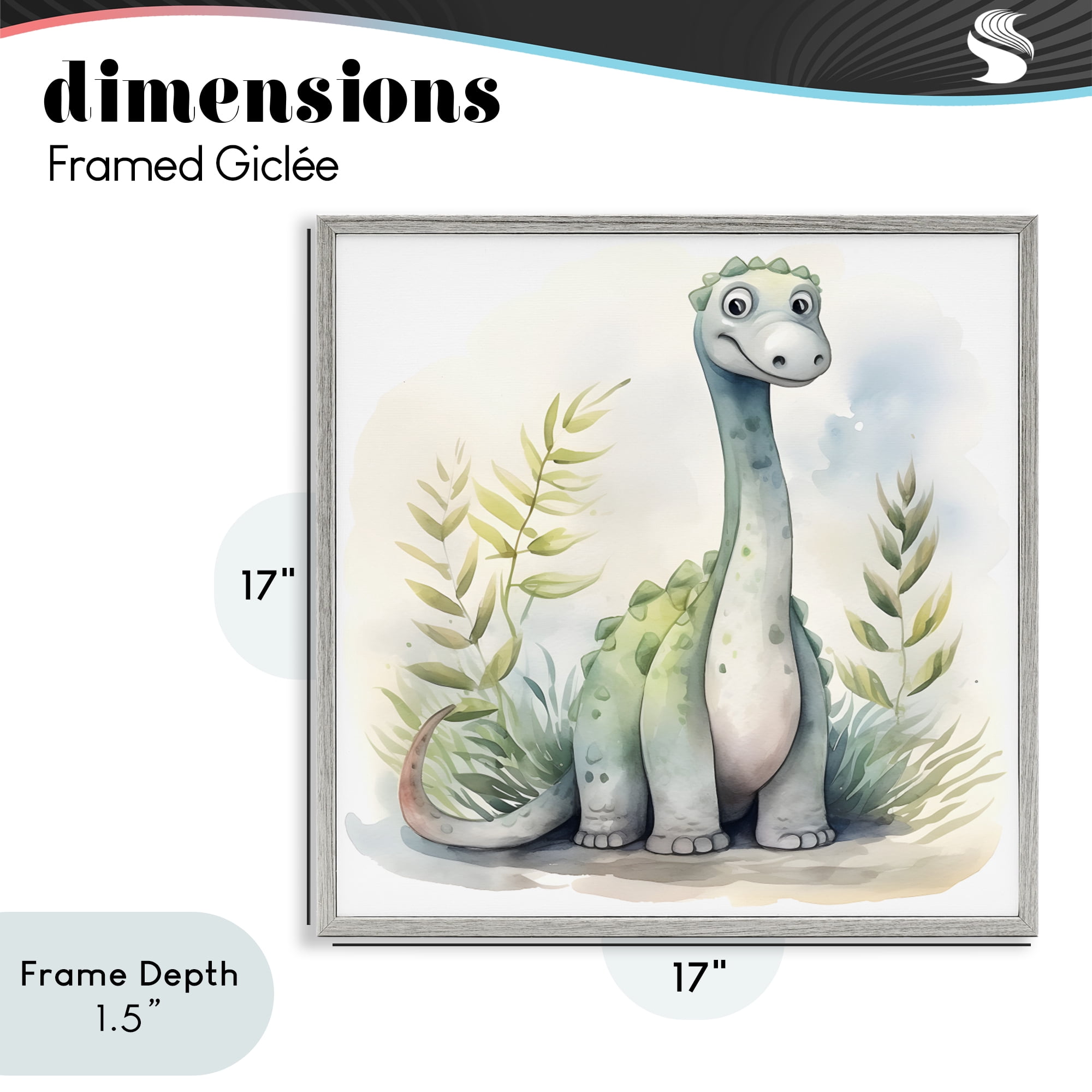 Stupell Industries Crafty Critters Dino Gray Framed Giclee Art, design by Steve Hunziker
